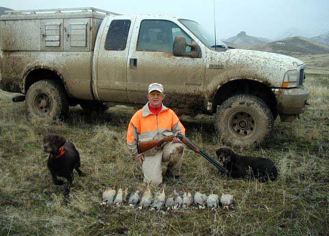 Chukar hunting in December & January usually proves to be a very muddy proposition as can be seen here.  The ability to access the remote areas not regularly frequented by the casual hunter becomes a serious task and usually involves getting stuck in muddy bottumless roads before the adventure is over.  We went to a Yamaha Rhino this year to avoid the dilema and broaden our hunting coverts.