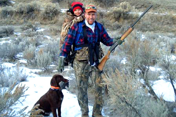 My grandson Brett when only 4 yeas old with his dad Rick Littrell alonside Cedarwoods A Cup Playgirl (aka Dixi).    Brett is now 13 and furnishes his own transportation as he is now hunting. This early exposure helped instill the passion to hunt birds behind a good dog for sure.