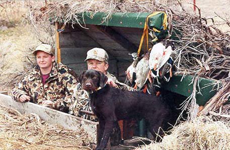This is goose hunting at it's best.  With a 20 bird limit, Hery is going to see a complete workout today., Bryce (age 14) and Bob Farris with 6 month old Cedarwoods Icelus (Ice) on a Snake River mallard shoot in Idaho in the Hagerman Valley.   This picture documents how long we have supported the pudelpointer as our one and only sporting dog (no grey hair here and a baby-faced Bryce)., This is goose hunting at it's best.  With a 20 bird limit, Hery is going to see a complete workout today., B